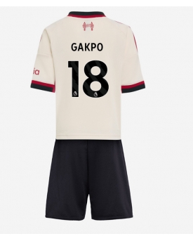 Billige Fotballdrakt Liverpool Cody Gakpo #18 Replika Bortedraktsett Barn 2025-26 Kortermet (med bukser)